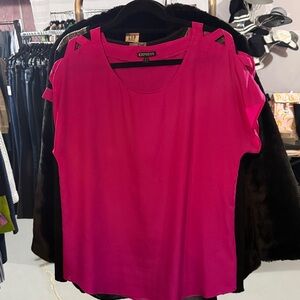 Express, Hot Pink, Cool Cut Out Arms, Floaty, Dress Shirt